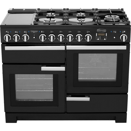 Rangemaster Professional Deluxe 110cm Dual Fuel Range Cooker - Black