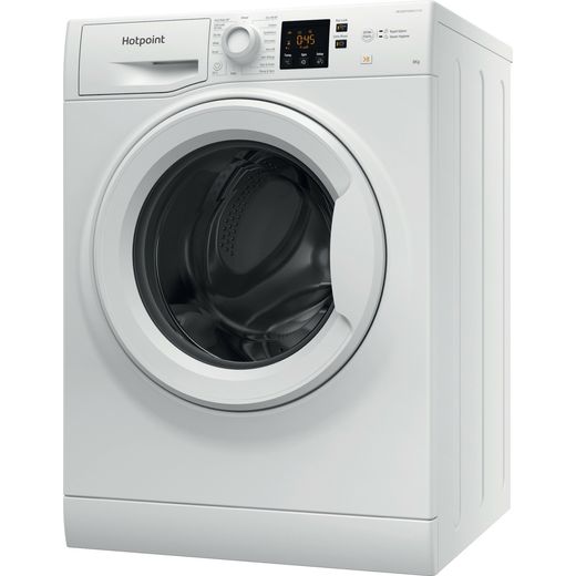 Hotpoint Anti-Stain NSWM 846 W UK 8kg Washing Machine with 1400 rpm - White - Left perspective shot