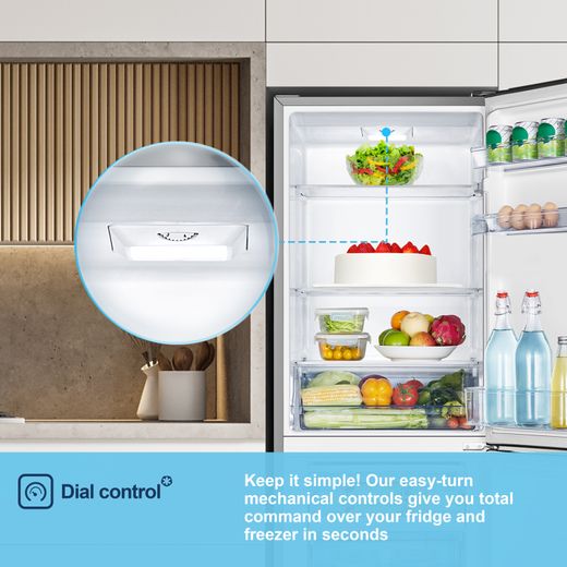 Fridgemaster MC55240ES 174cm 50/50 Fridge Freezer - Silver - Annotation - Dial control