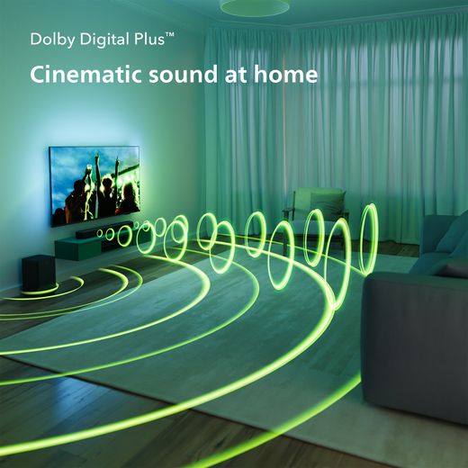 Philips TAB5309/10 Bluetooth 2.1 Soundbar - Grey - Annotation - Dolby Digital Plus