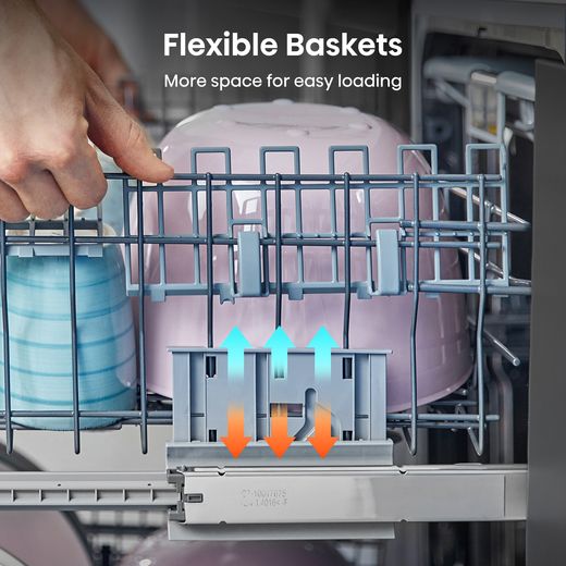 Hisense Standard Dishwasher - Stainless Steel - Annotation - Flexible basket shot