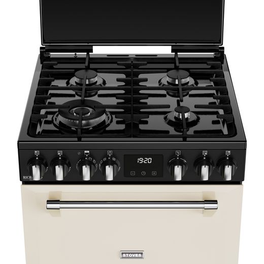 Stoves Richmond Deluxe Freestanding Dual Fuel Cooker - Matte Cream - Perspective shot
