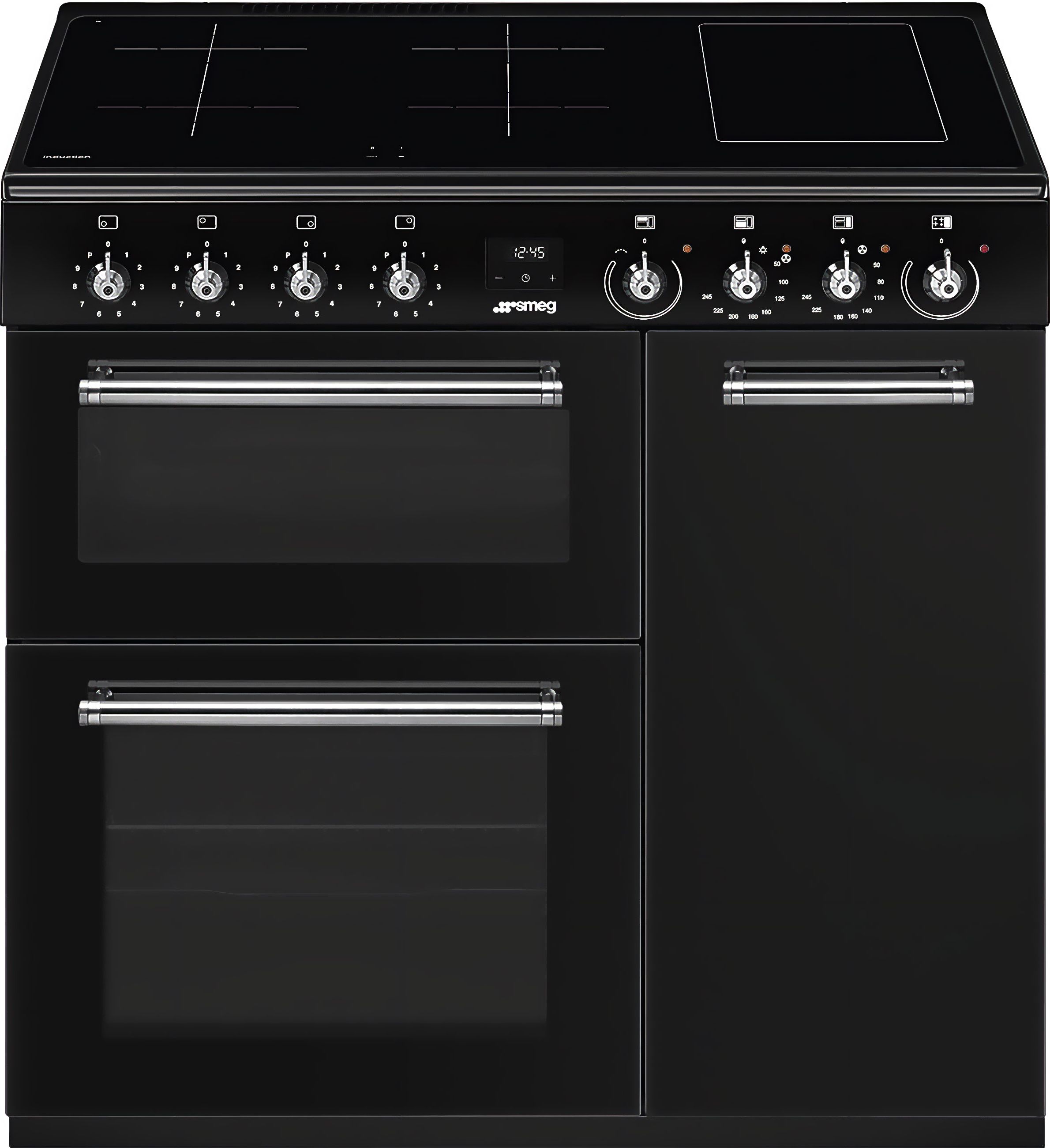 Image of Smeg Concert CX93IMBL 90cm wide Electric Range Cooker with Induction Hob - Black - A/B Rated, Black