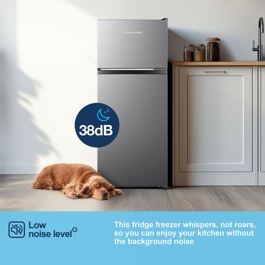Fridgemaster MTM48120ES 117cm 80/20 Small Fridge Freezer - Silver  - Annotation - Low noise shot