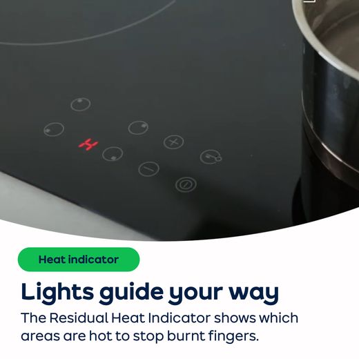 Indesit IB65B60NE 59cm Induction Hob - Black - Annotation - residual heat indicator shot