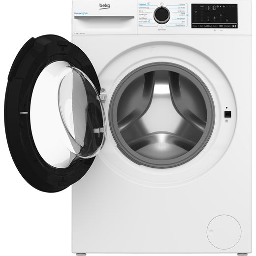 Beko b300 BM3WT4841IW 8kg Washing Machine with 1400 rpm - White- Front with door open shot