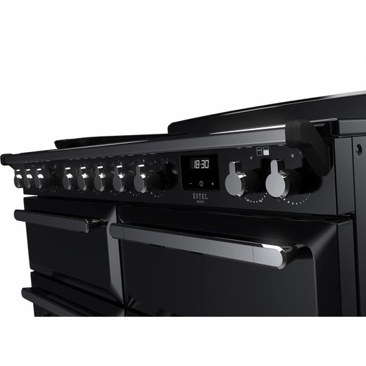 Rangemaster Estel Deluxe Electric Range Cooker with Zone induction hob Hob - Black / Chrome - Control panel shot 