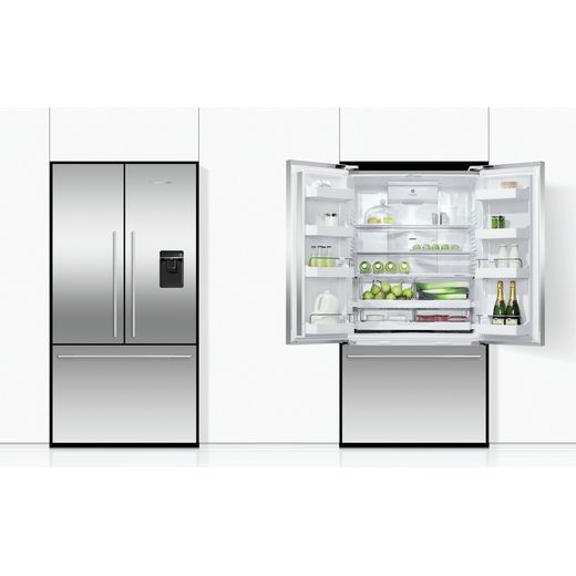 Fridge Freezer French Door 900mm, Stainless Steel - Ice & Water, WiFi, compatible with SmartHQ App - American fridge freezer in kitchen shot