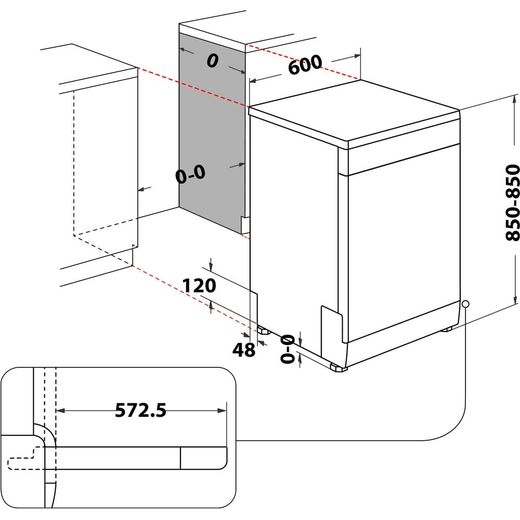 Hotpoint Standard Dishwasher - Black - annotation - dimension shot 