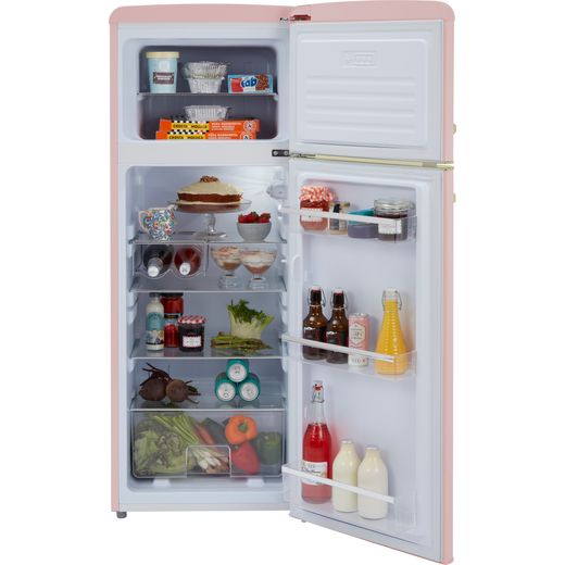 CDA Fridge Freezer - Pink - Front with door open shot