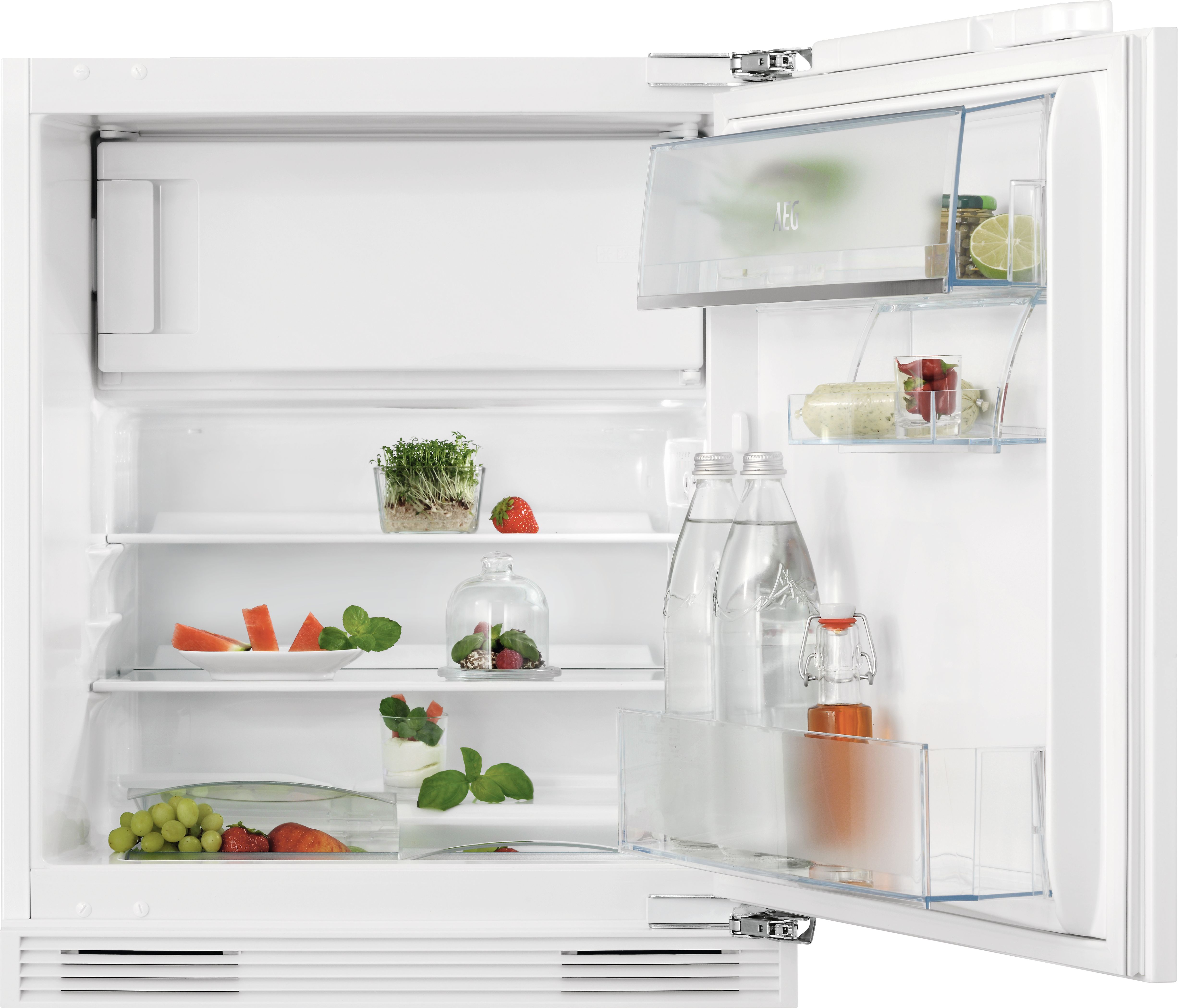 Image of AEG NSF6I82EF Integrated Under Counter 82cm Fridge with Ice Box - Fixed Door Hinge Kit - White - E Rated, White