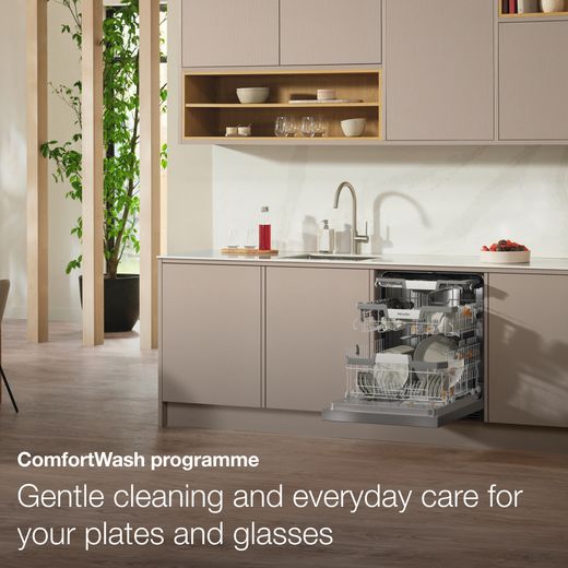 Miele Fully Integrated Standard Dishwasher - Clean Steel - Annotation -  Comfort wash shot