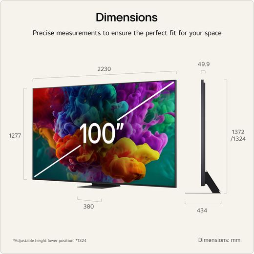 LG 100" 4K Ultra HD MiniLED Smart TV - Annotation - dimension shot