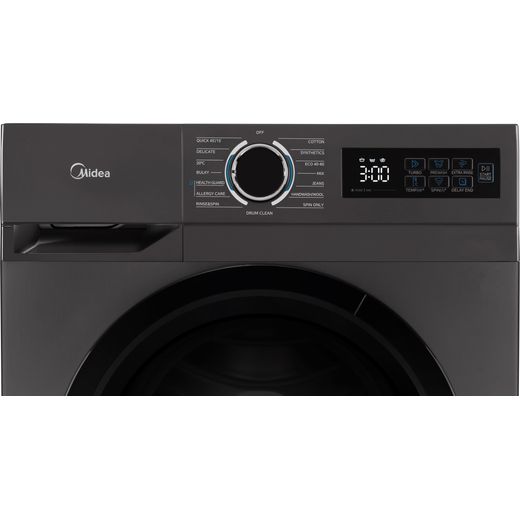 Midea MF110W80BA10/T-UK 8kg Washing Machine with 1400 rpm - Graphite - control panel shot 