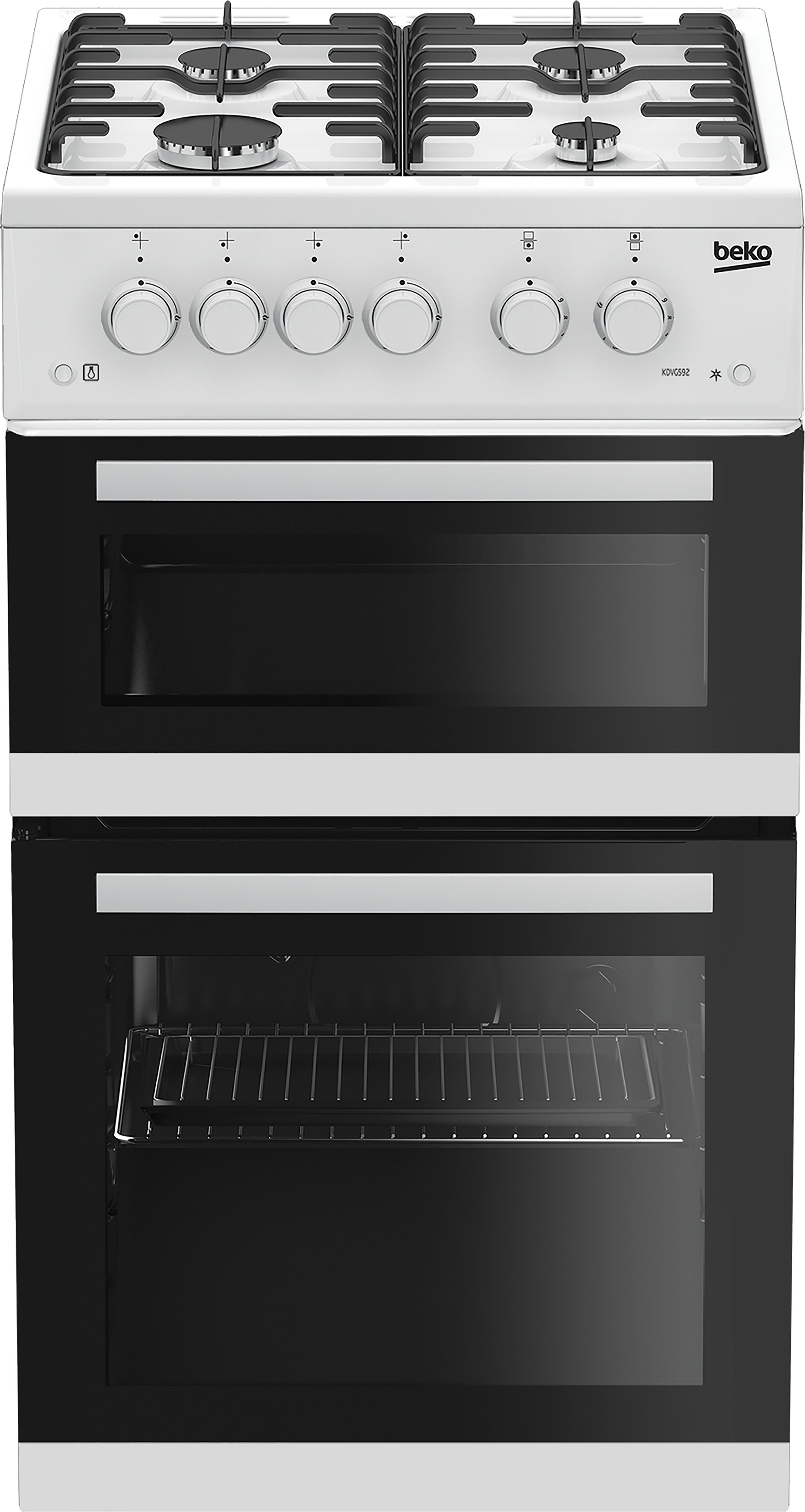 Beko KDVG593W 50cm Freestanding Gas Cooker with Gas Grill - White - A+ Rated, White