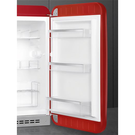 Smeg 50s Style Right Hand Hinged Home Bar FAB10HRRD6 97cm High Fridge - Red - Close up door shot