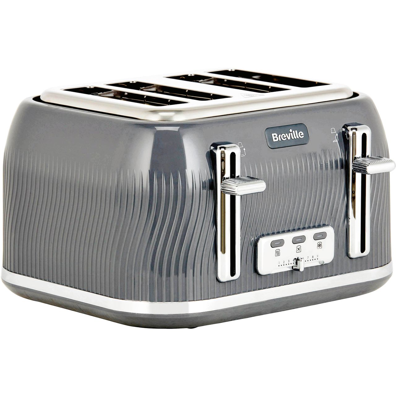 Breville Grey Breville 4 Slice Toaster & Electric Kettle Set and Beko Digital Microwave 