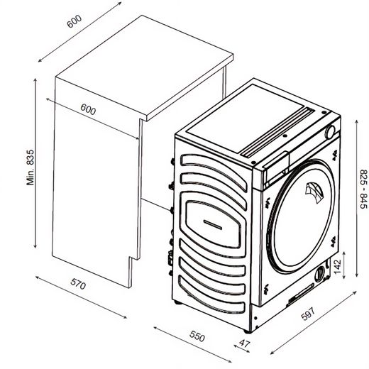 Haier Series 8 HWB100B14858GUUK Washing Machine with 1400 rpm - Graphite - Dimensions