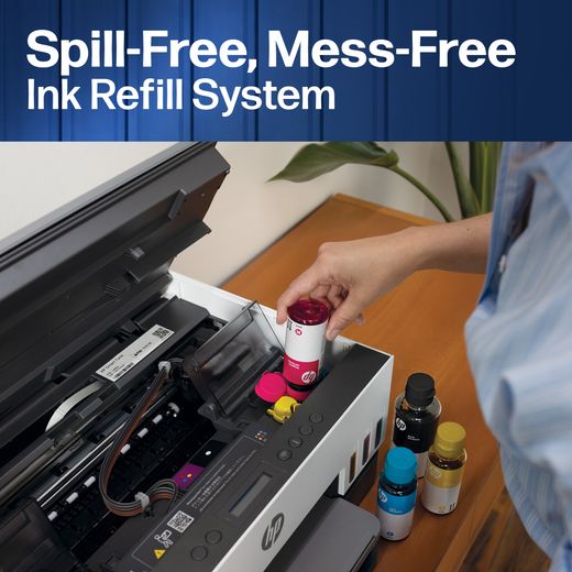 HP Smart Tank Wireless Inkjet Printer Up to 3 years of Ink Included - Grey / White - Annotation - Ink refill system