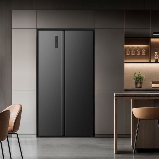 Hisense PureFlat American Fridge Freezer - Black Stainless Steel - Fridge freezer in kitchen