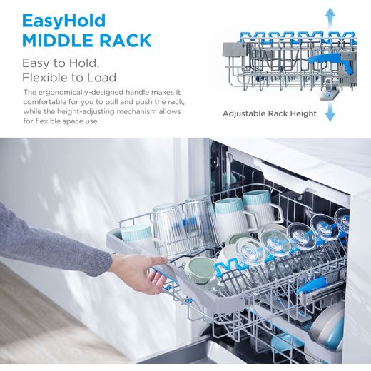 Midea Standard Dishwasher - Stainless Steel - Annotation - Easy hold shot