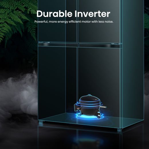 Hisense American Fridge Freezer - Silver Glass - Annotation - Durable inverter