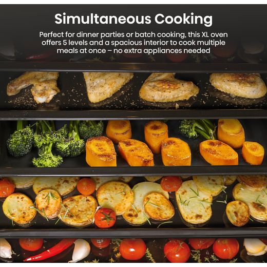 Hisense Hi2 BI626PXUPUK Built In Electric Single Oven with Pyrolytic Cleaning - Stainless Steel - Annotation - Simultaneous cooking