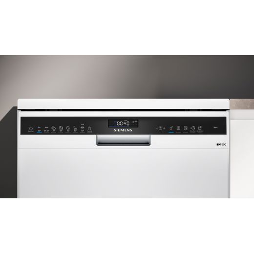 Siemens IQ-500 Standard Dishwasher - White - Control panel in utlity room shot