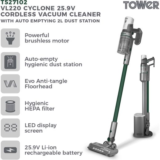 Tower VL220 Cyclone Dust Station T527102 Upright Vacuum Cleaner - Annotation - feature shot