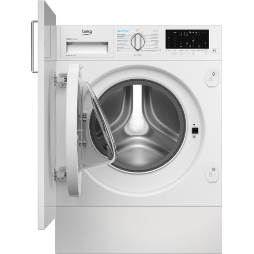 Beko SteamCure Integrated 7Kg / 5Kg Washer Dryer - White - Front with door shot