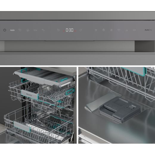 Hisense Standard Dishwasher - Stainless Steel - Close up detail shot