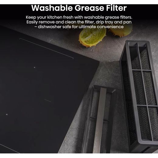Hisense Hi6 HEH6432BSCWF 60cm Venting Induction Hob - Black - Annotation - Washable filter shot