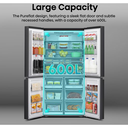 Hisense PureFlat American Fridge Freezer - Black / Stainless Steel - Annotation - Large capacity shot
