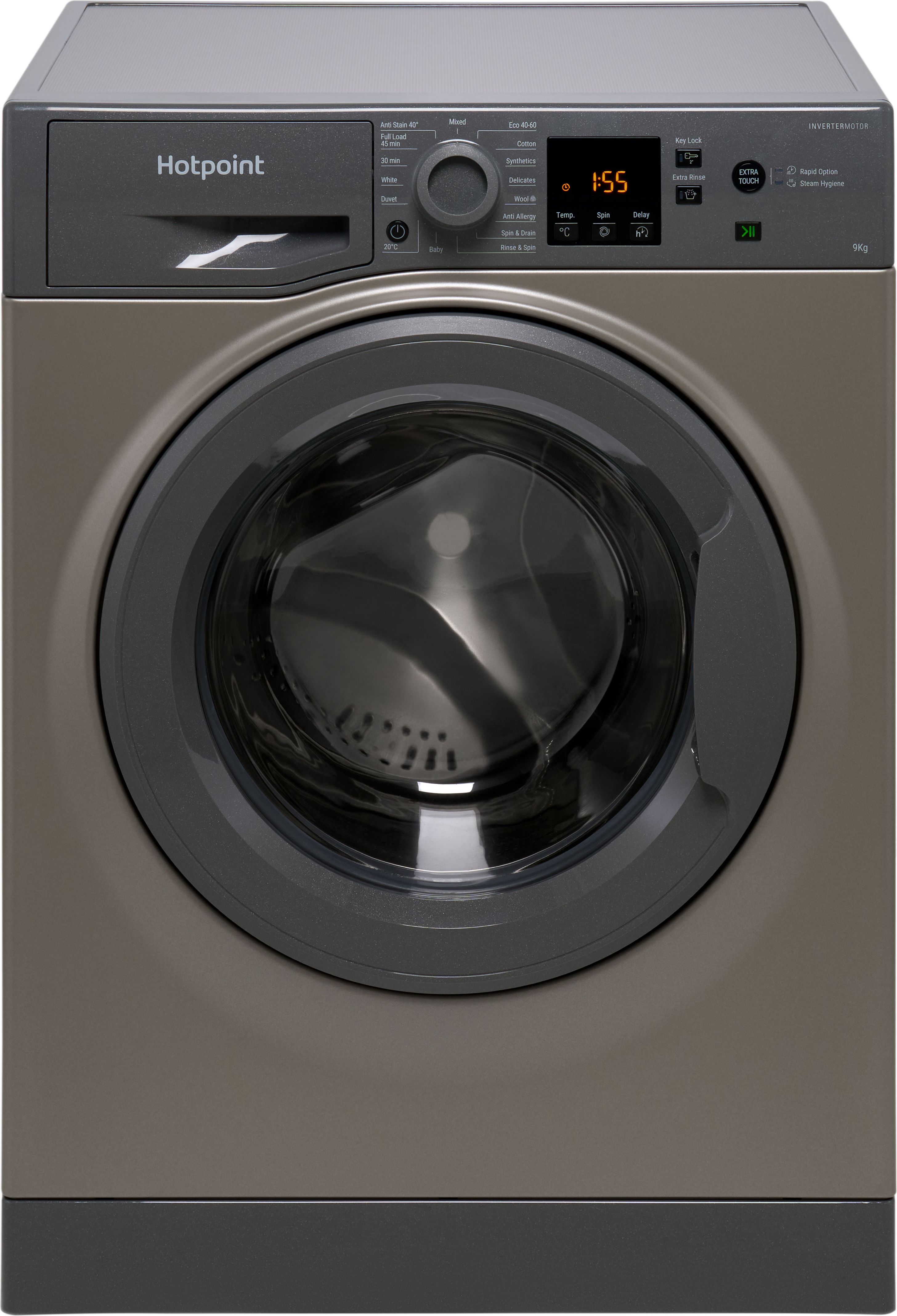Image of Hotpoint NSWM 946 GG UK 9kg Washing Machine with 1400 rpm - Graphite - A Rated, Silver