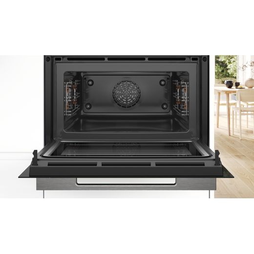 Bosch Compact Electric Single Oven - Black - Oven in kitchen with door open shot