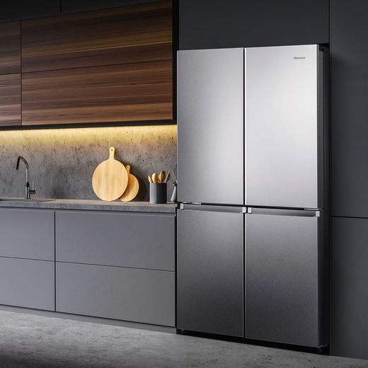 Hisense Pureflat Infinite American Fridge Freezer - Stainless Steel - Fridge freezer in kitchen shot