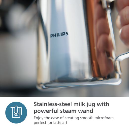 Philips Espresso Coffee Machine - Stainless Steel / Black - Annotation - Stainless steel mug shot