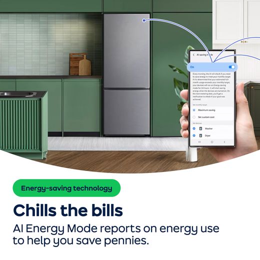 Samsung Bespoke 70/30 Frost Free Fridge Freezer - Black  - AO Annotation - AI-Energy-Mode