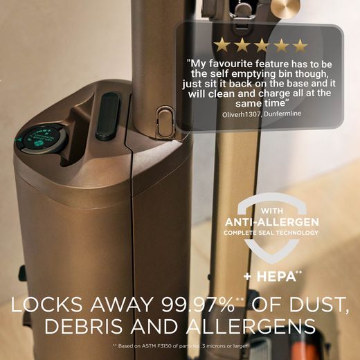 Shark Cordless Vacuum Cleaner with up to 60 Minutes Run Time - Walnut - Annotation - locks away dust shot