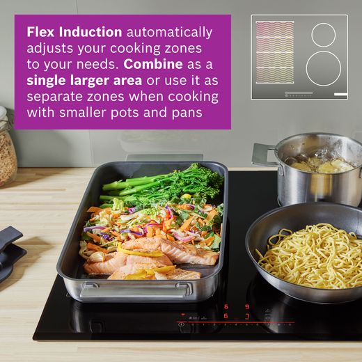 Bosch Series 6 PIX631HC1E 59cm Induction Hob - Black - annotation - flex induction shot
