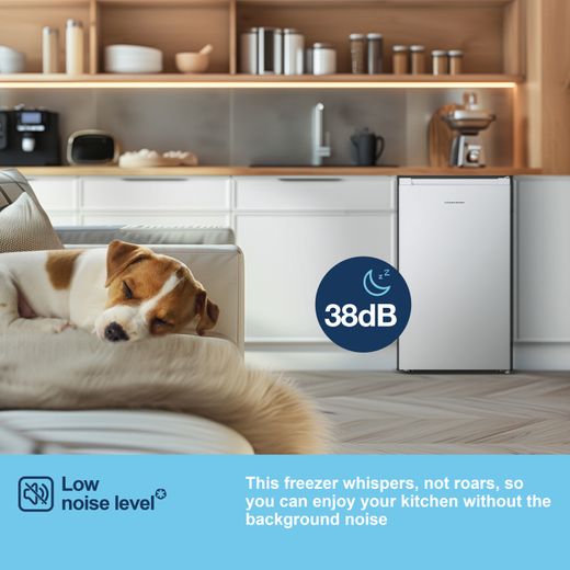 Fridgemaster Under Counter Freezer - White - Annotation - Low noise level