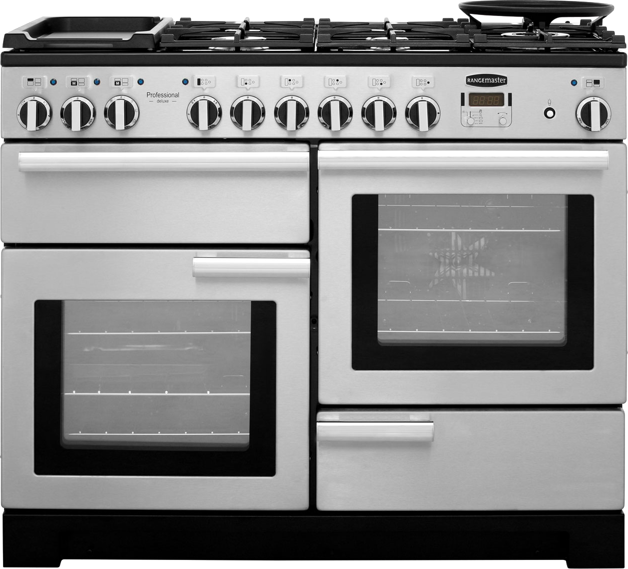 Rangemaster Professional Deluxe PDL110DFFSS/C 110cm Dual Fuel Range Cooker - Stainless Steel - A/A Rated, Stainless Steel