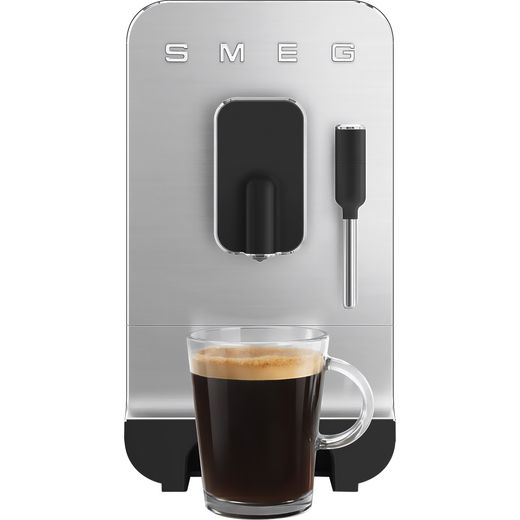 Smeg BCC12BLMUK Coffee Machines Matt Black - Front with taller coffee cup shot