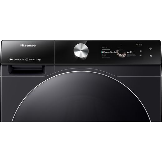 Hisense WF7S1247BB 12kg Washing Machine with 1400 rpm - Black - Control panel shot