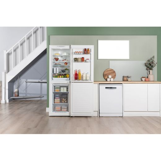 Bosch Series 2 50/50 Total No Frost Fridge Freezer - White - Fridge in kitchen with door open shot