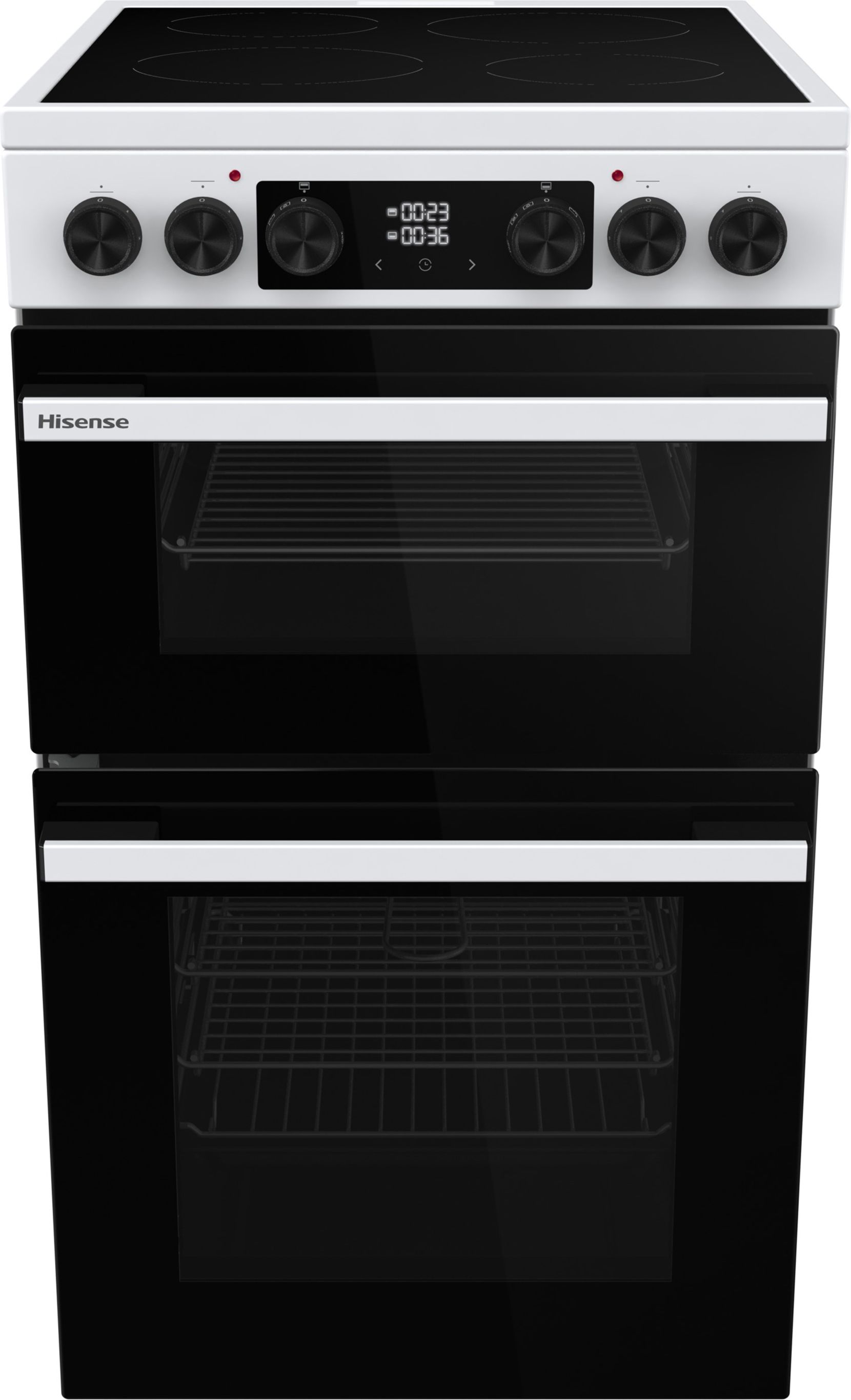 Hisense 50cm Electric Cooker - 2 Oven - Ceramic Hob - White