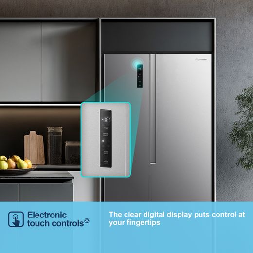 Fridgemaster American Fridge Freezer - Silver - Annotation - Touch control shot