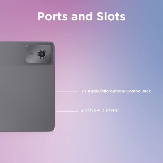 Lenovo 10.95" Duet 11M889 Chromebook - Grey - Annotation - Ports and slots shot