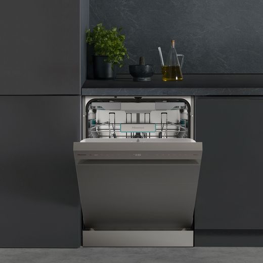 Hisense Auto Dose Standard Dishwasher - Stainless Steel - Dishwasher with door open shot