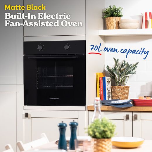 Russell Hobbs RHFEO7008MB Built In Electric Single Oven - Matte Black - Annotation - 70L capacity